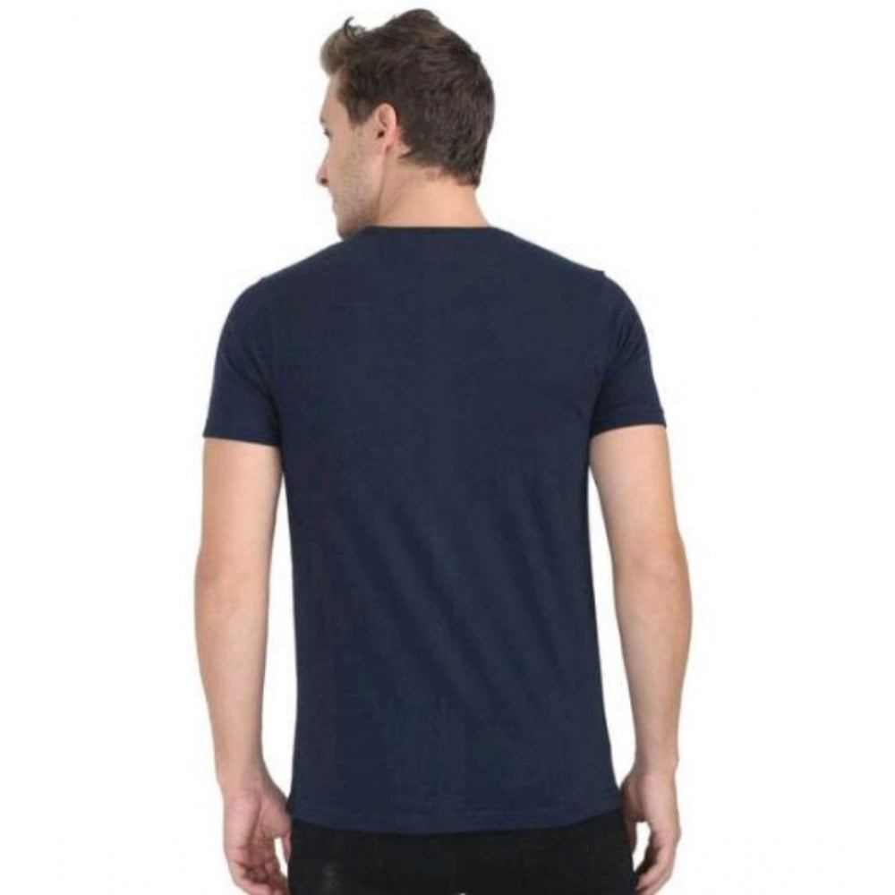 Amfyn Men's Casual Short Sleeves Cotton Round Neck T-shirt (Navy blue)