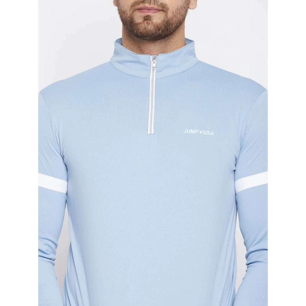 Amfyn Men's Solid Polyester Full Sleeve T.Shirt (Blue)