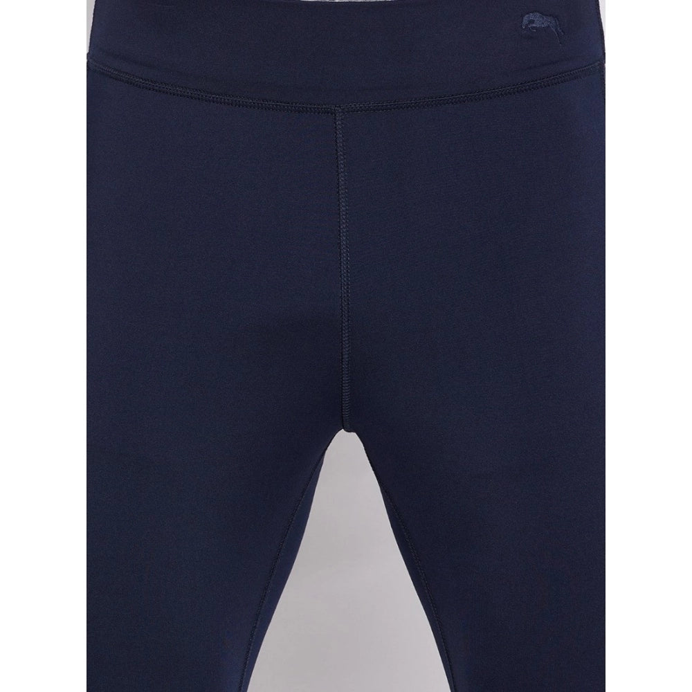 Amfyn Men's Solid Polyester Tights (Blue)