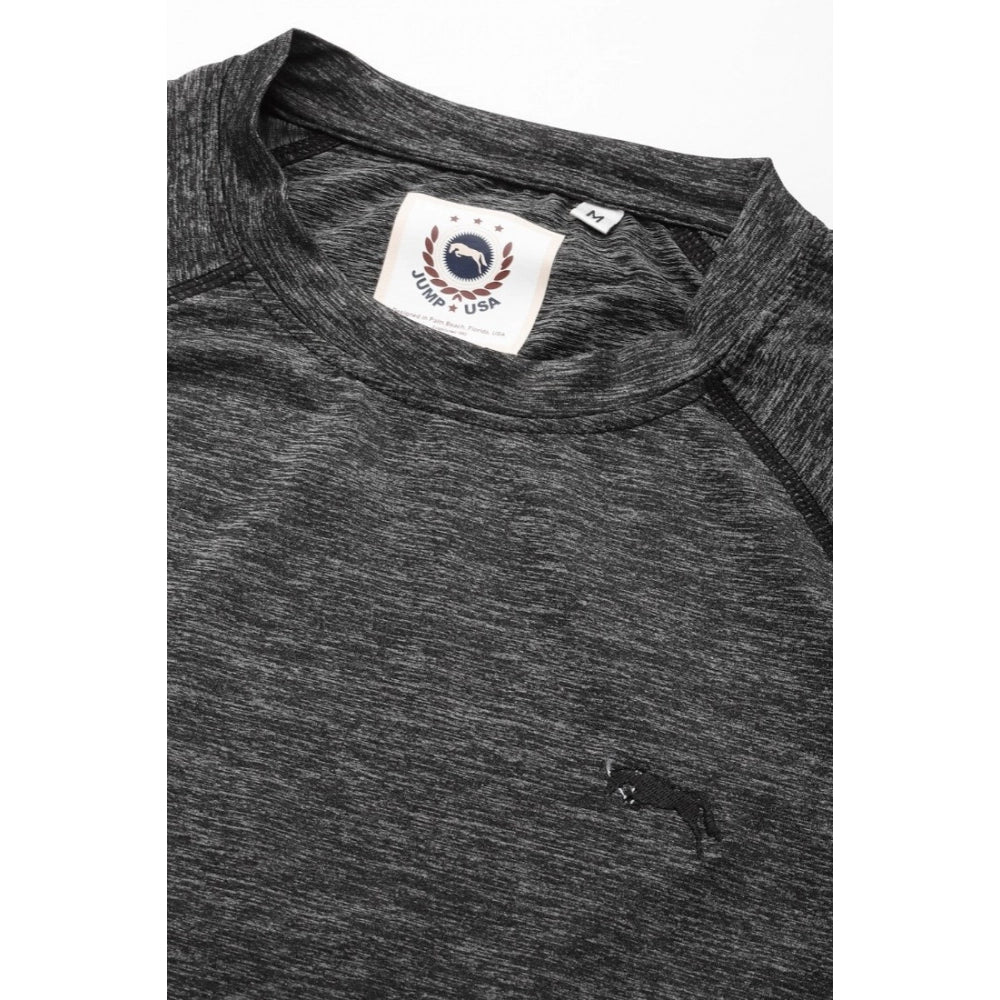 Amfyn Men's Solid Polyester Short Sleeves T.Shirt (Grey)