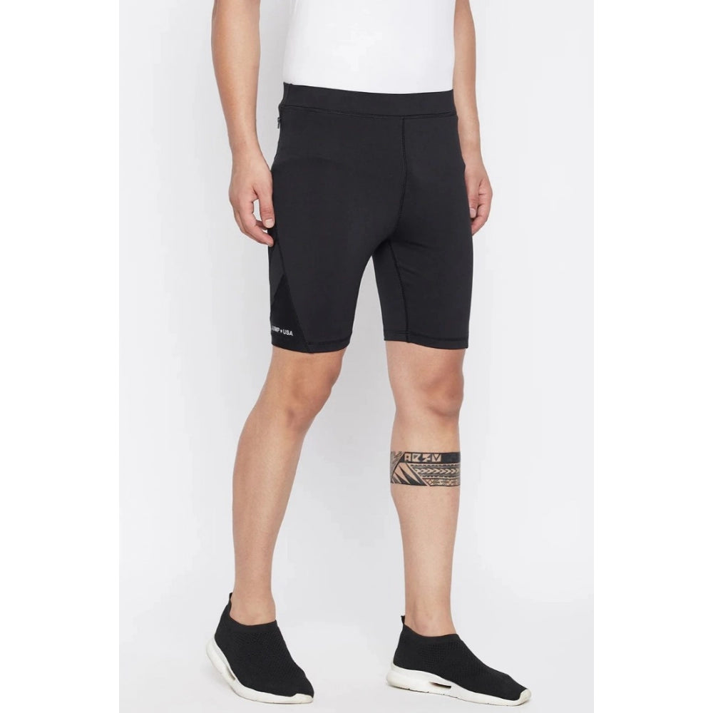 Amfyn Men's Solid Polyester Tights (Black)