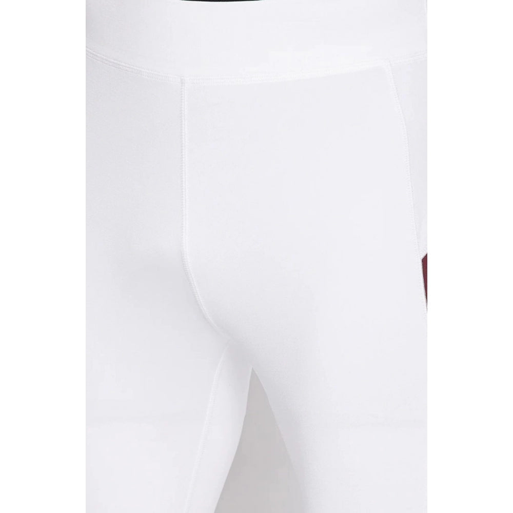 Amfyn Men's Solid Polyester Tights (White)
