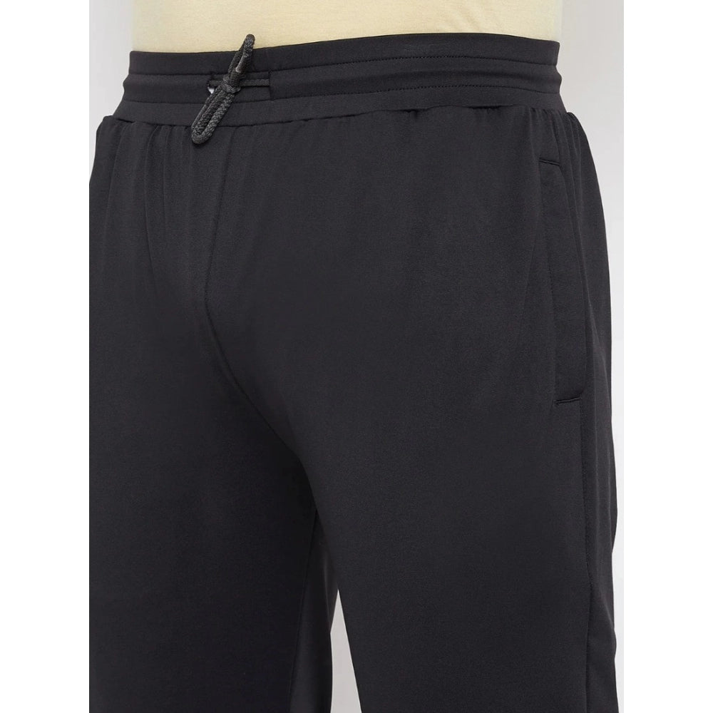 Amfyn Men's Solid Polyester Regular Track Pant (Black)