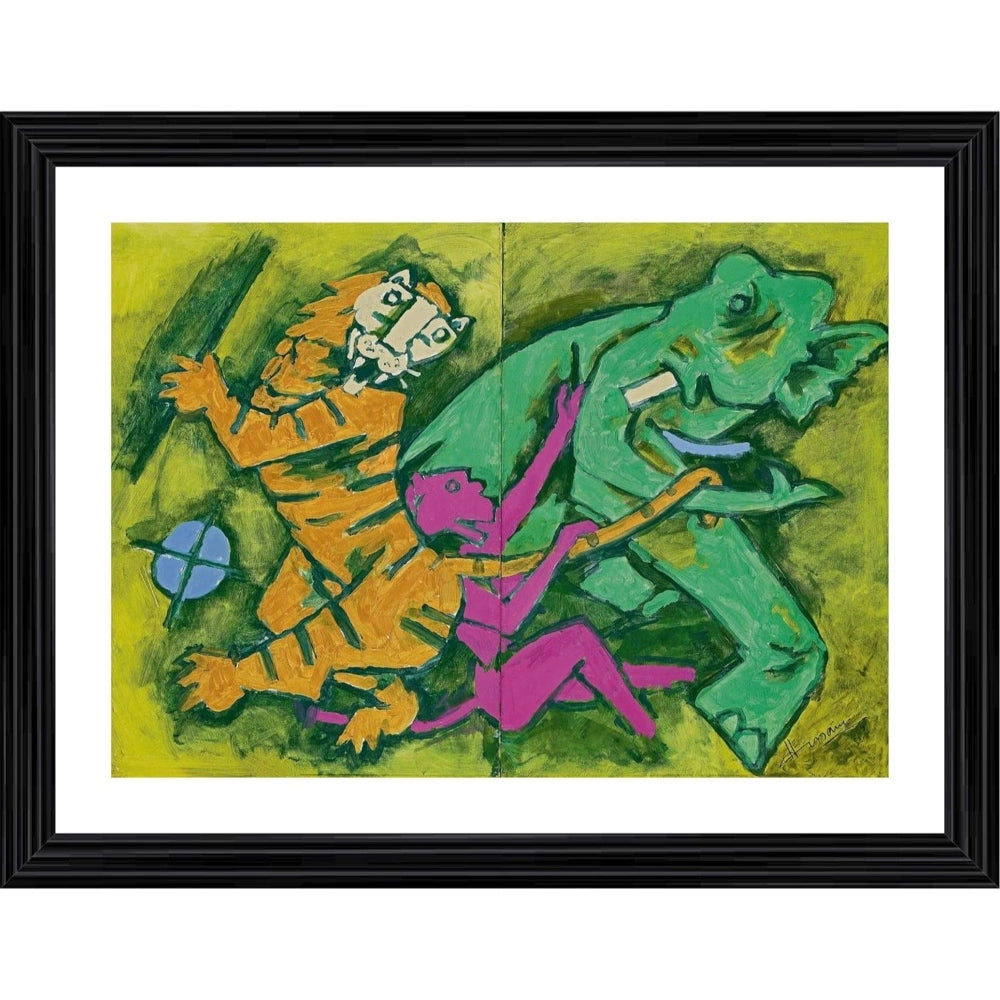 Amfyn Spirit of India Painting With Wood Photo Frame (Multicolor)