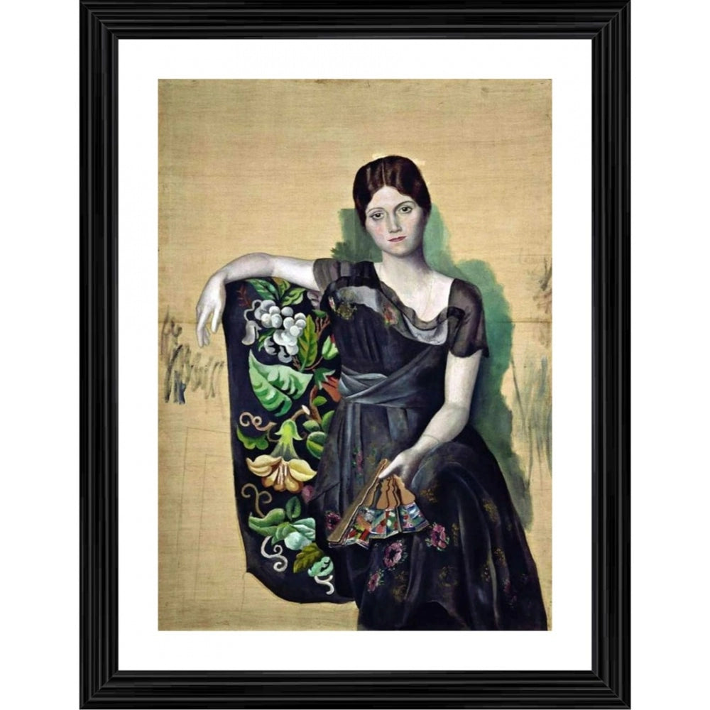 Amfyn Olga in the Chair 1920 Painting With Wood Photo Frame (Multicolor)