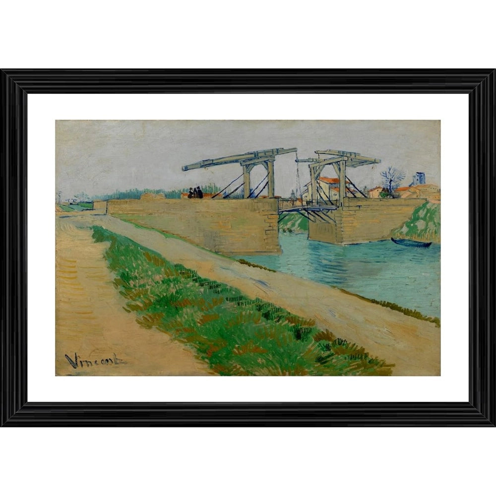 Amfyn The Langlois Bridge 1888 Painting With Wood Photo Frame (Multicolor)