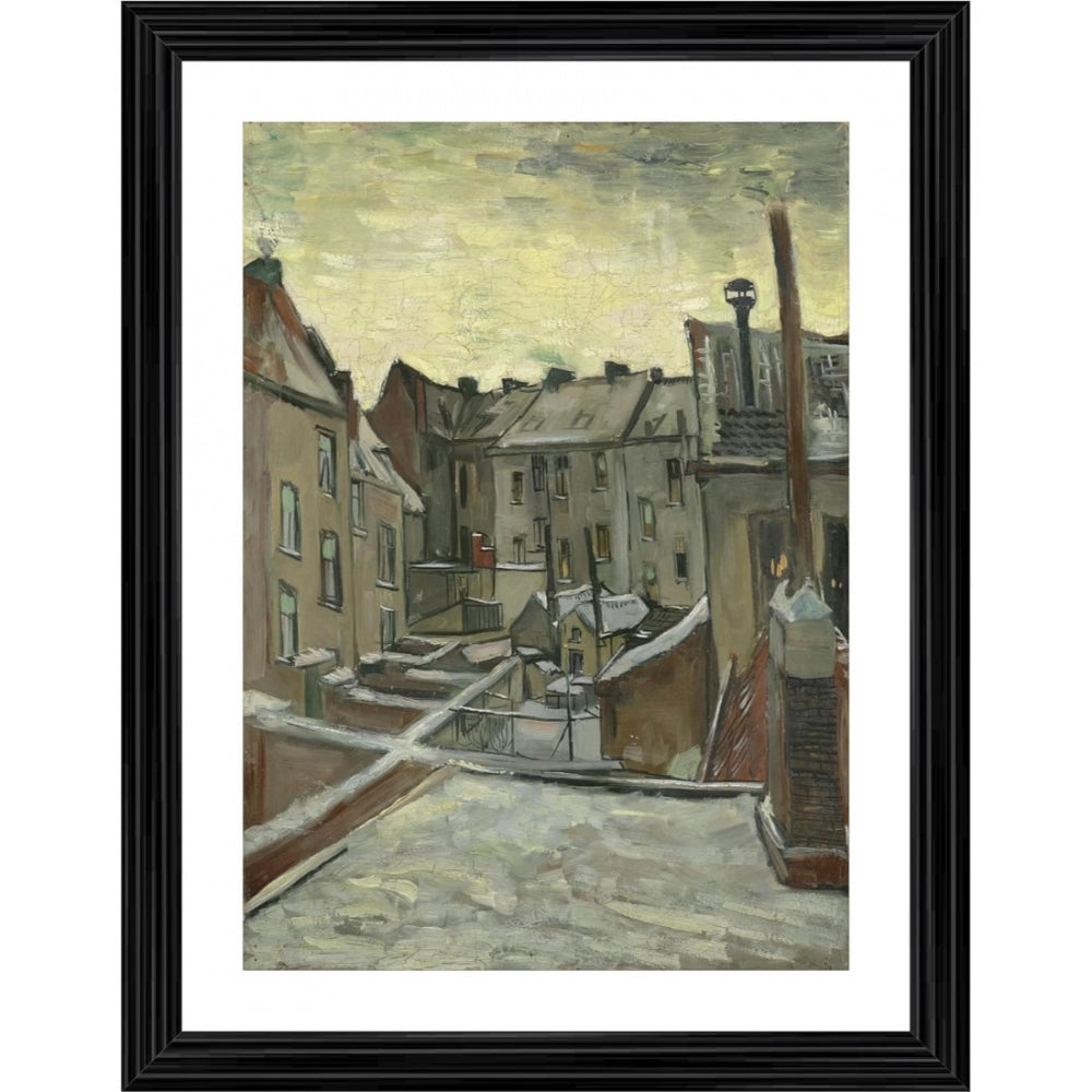 Amfyn Houses Seen from the Back 1886 Painting With Wood Photo Frame (Multicolor)