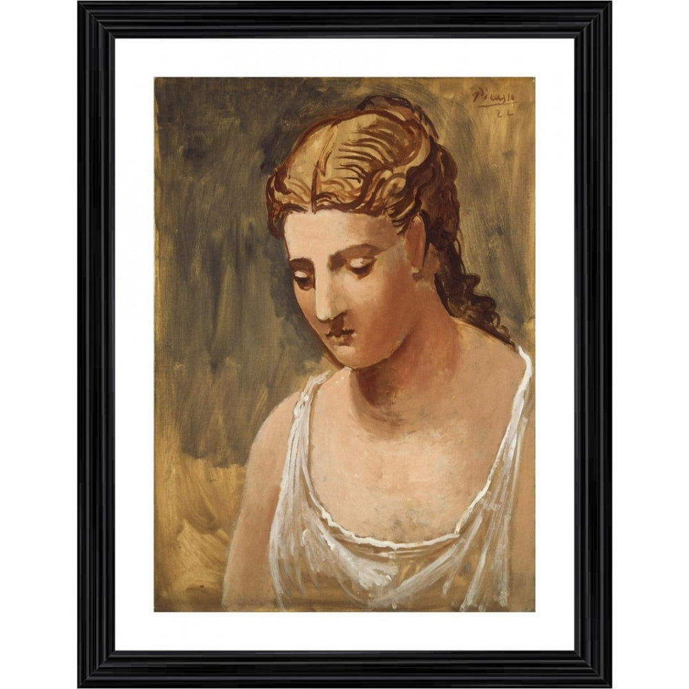 Amfyn Classical Head 1922 Painting With Wood Photo Frame (Multicolor)