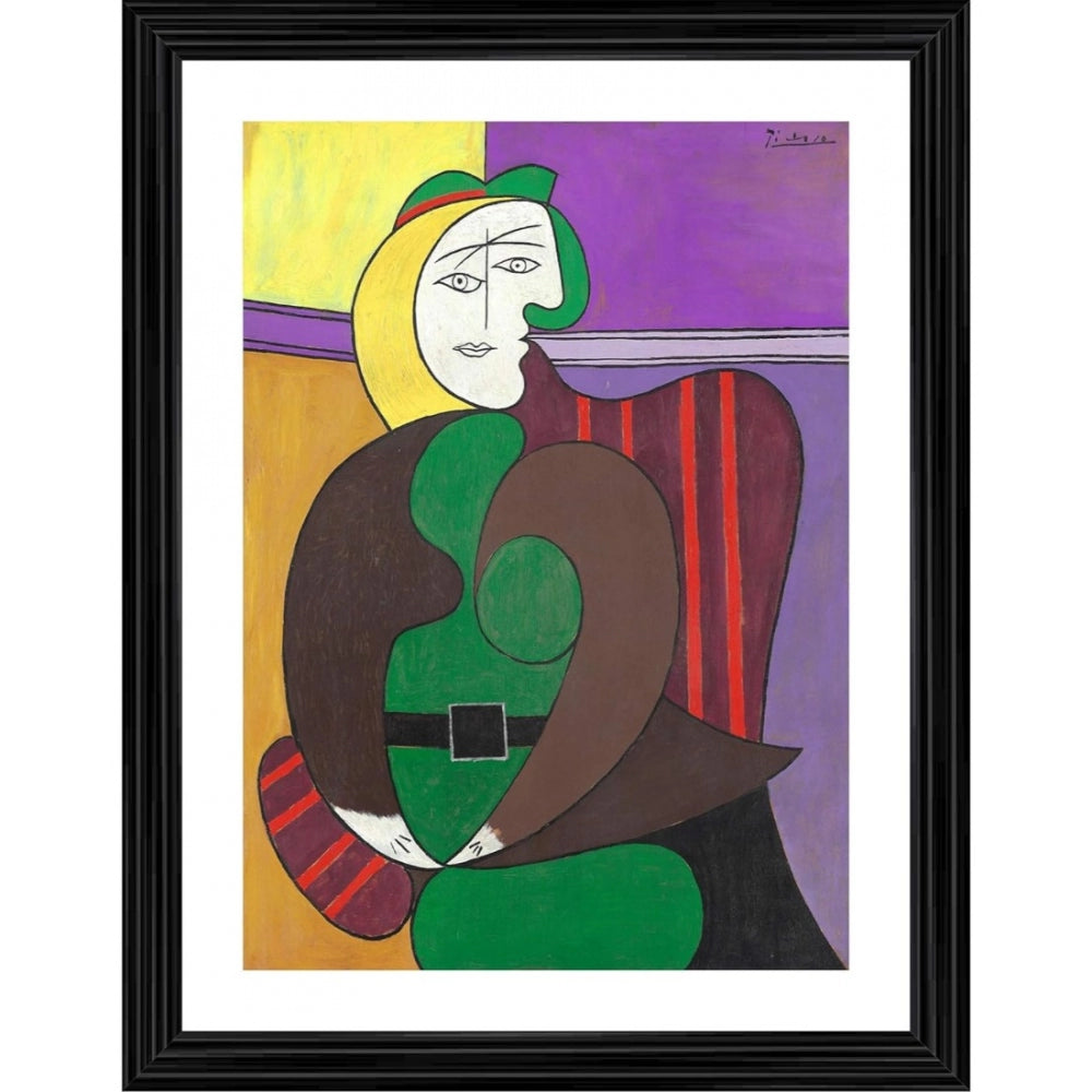 Amfyn The Red Armchair 1931 Painting With Wood Photo Frame (Multicolor)