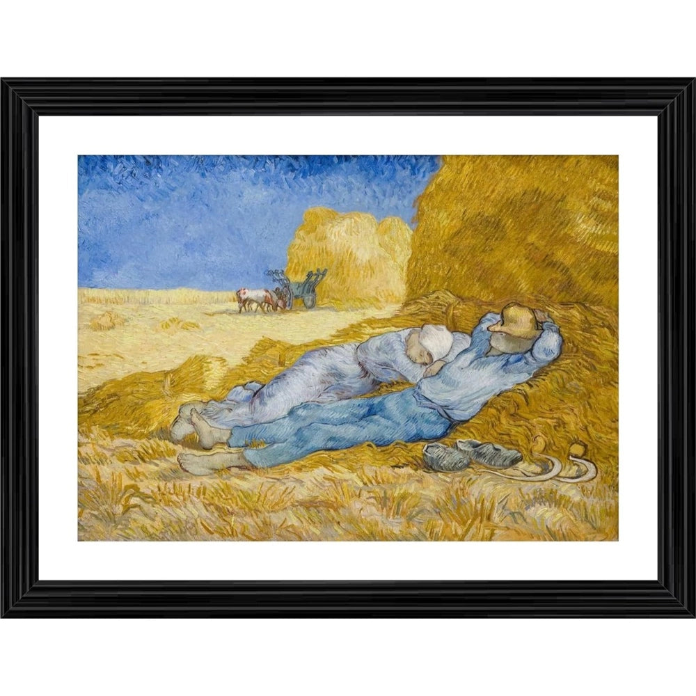 Amfyn Farmers Rest in Harvest season 1890 Painting With Wood Photo Frame (Multicolor)