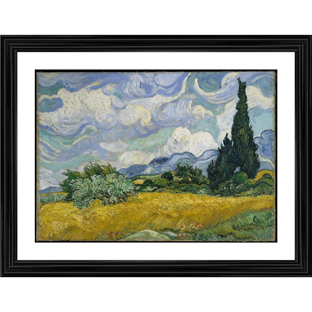Amfyn The Cypress and the Wheatfield 1889 Painting With Wood Photo Frame (Multicolor)