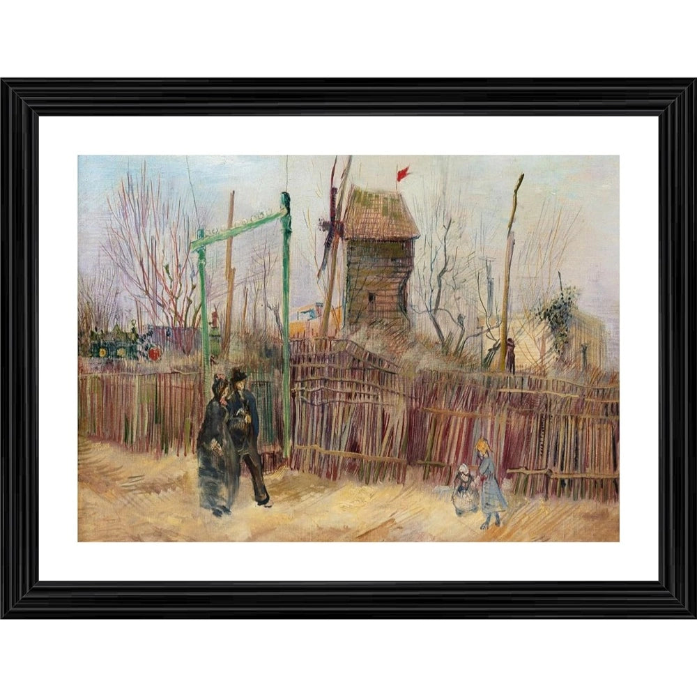 Amfyn Street Scene in Montmartre 1887 Painting With Wood Photo Frame (Multicolor)