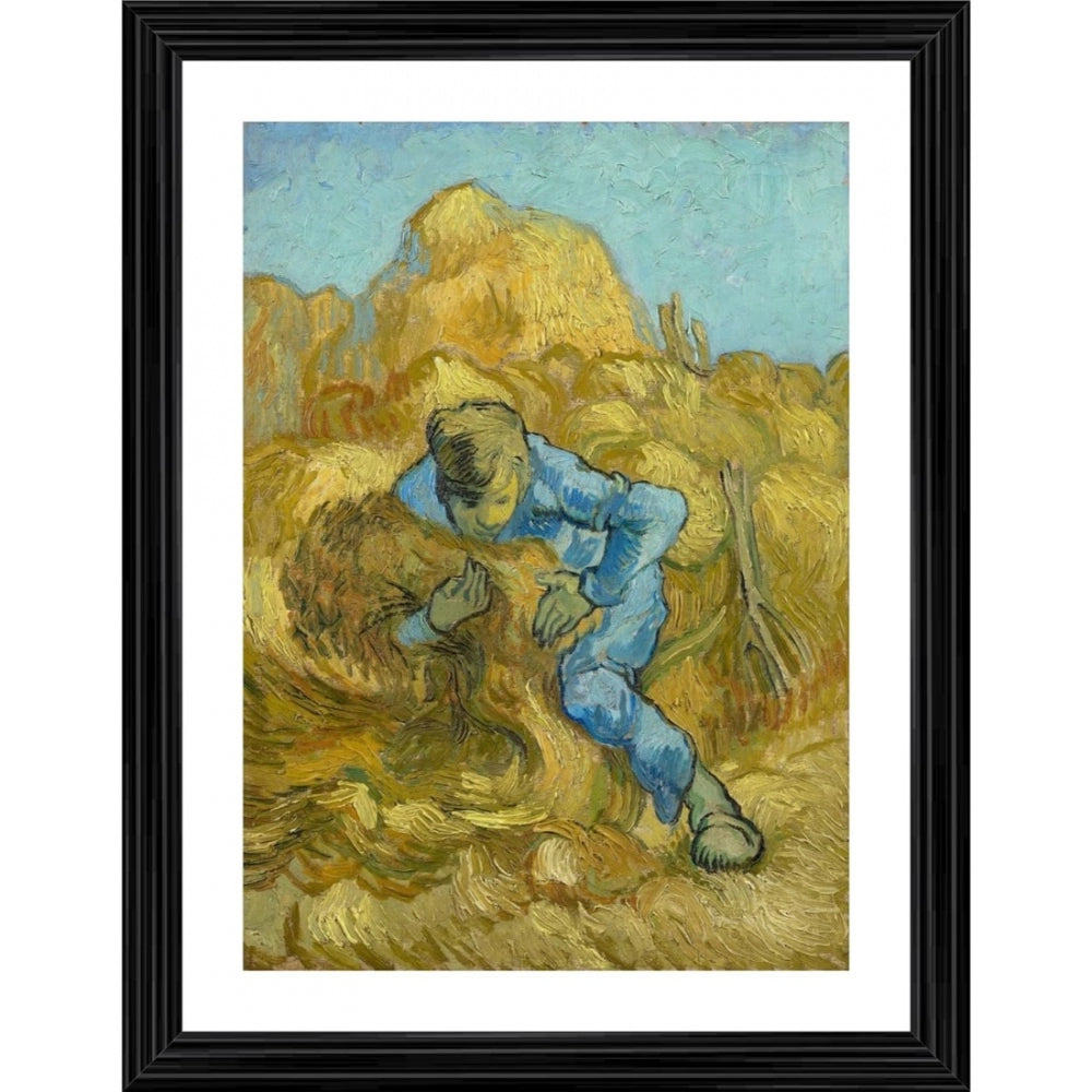 Amfyn The Sheaf Binder 1889 Painting With Wood Photo Frame (Multicolor)