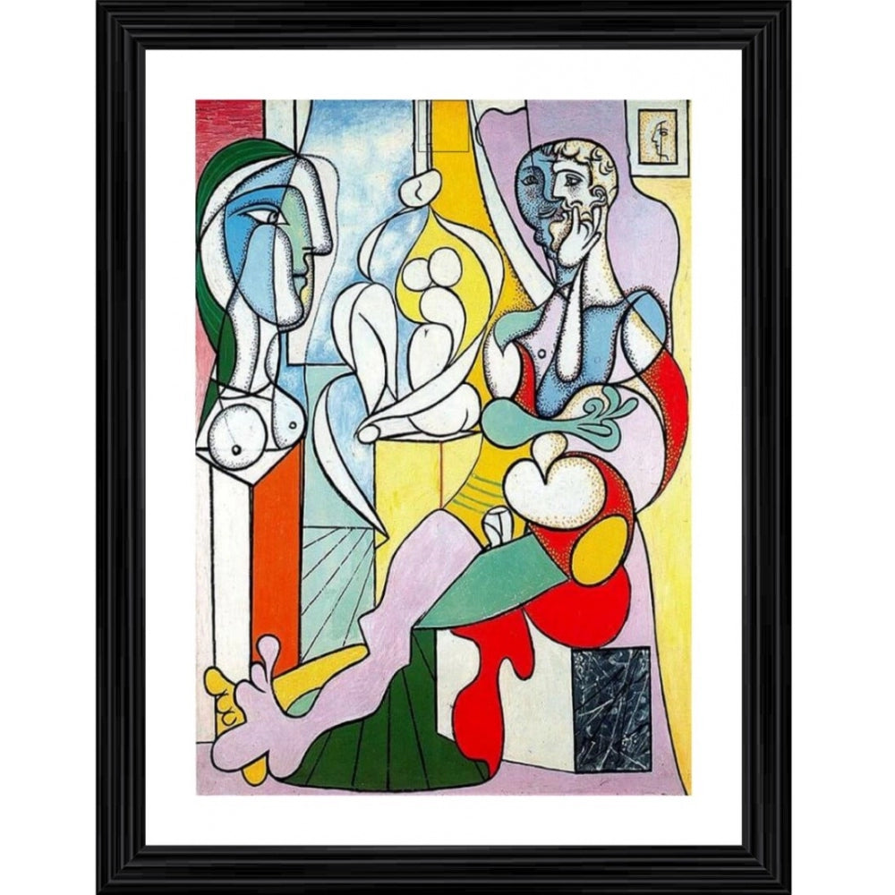 Fashion The Sculptor 1931 Painting With Wood Photo Frame (Multicolor)