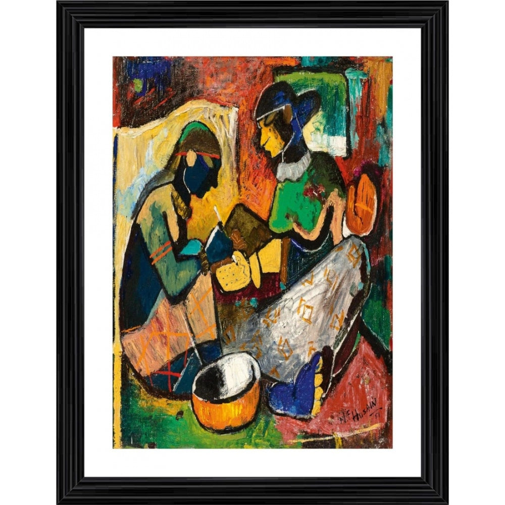 Amfyn Mehendi 1951 Painting With Wood Photo Frame (Multicolor)