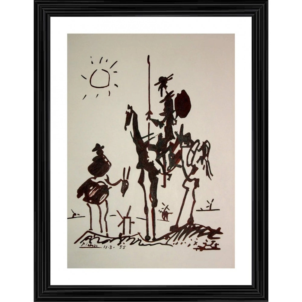 Amfyn Don Quixote 1955 Painting With Wood Photo Frame (Multicolor)
