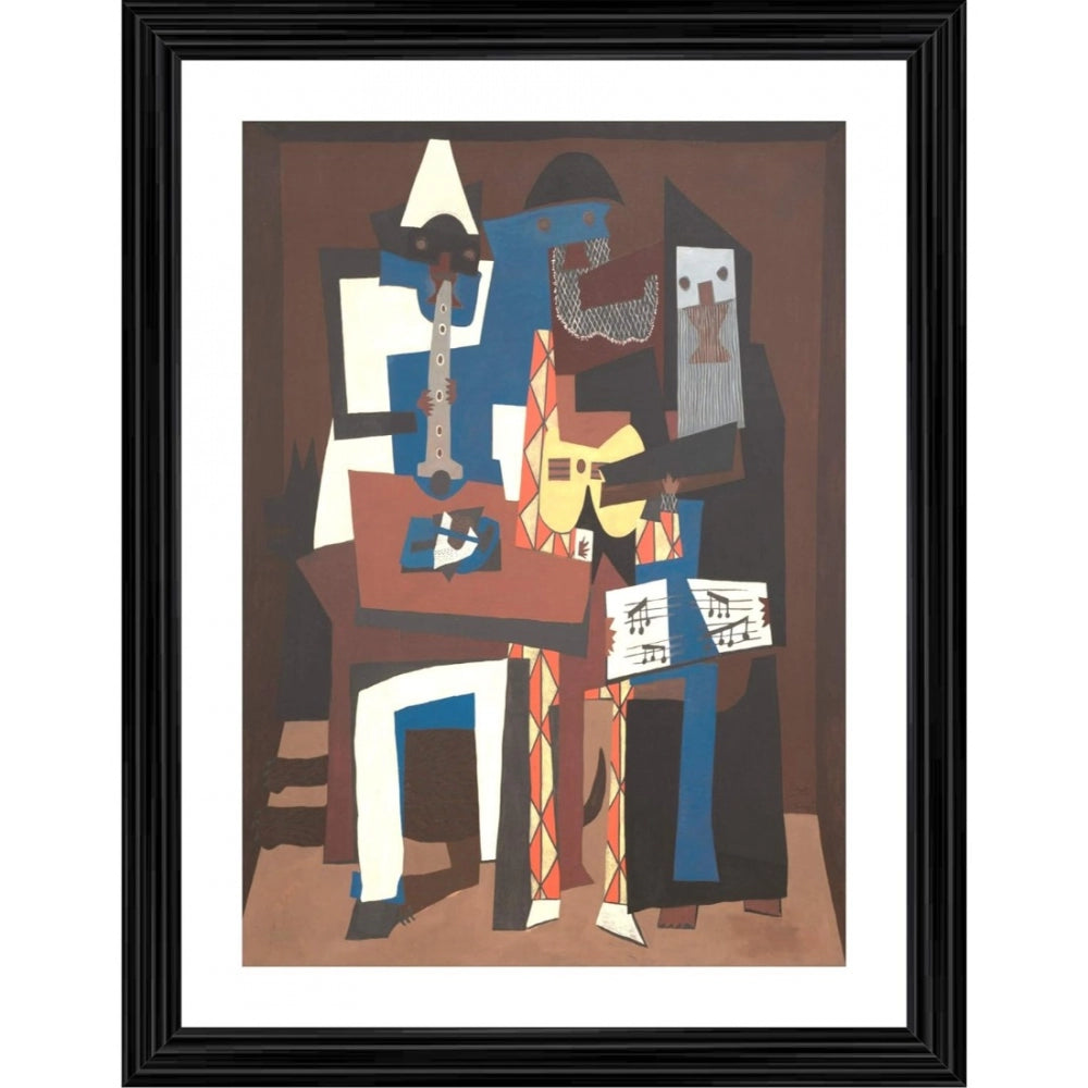 Amfyn Three Musicians 1921 Painting With Wood Photo Frame (Multicolor)