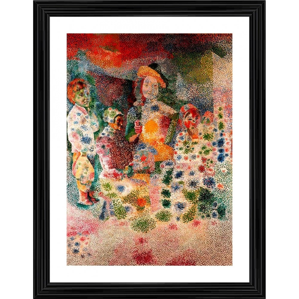 Fashion The Peasants Repast 1917 Painting With Wood Photo Frame (Multicolor)