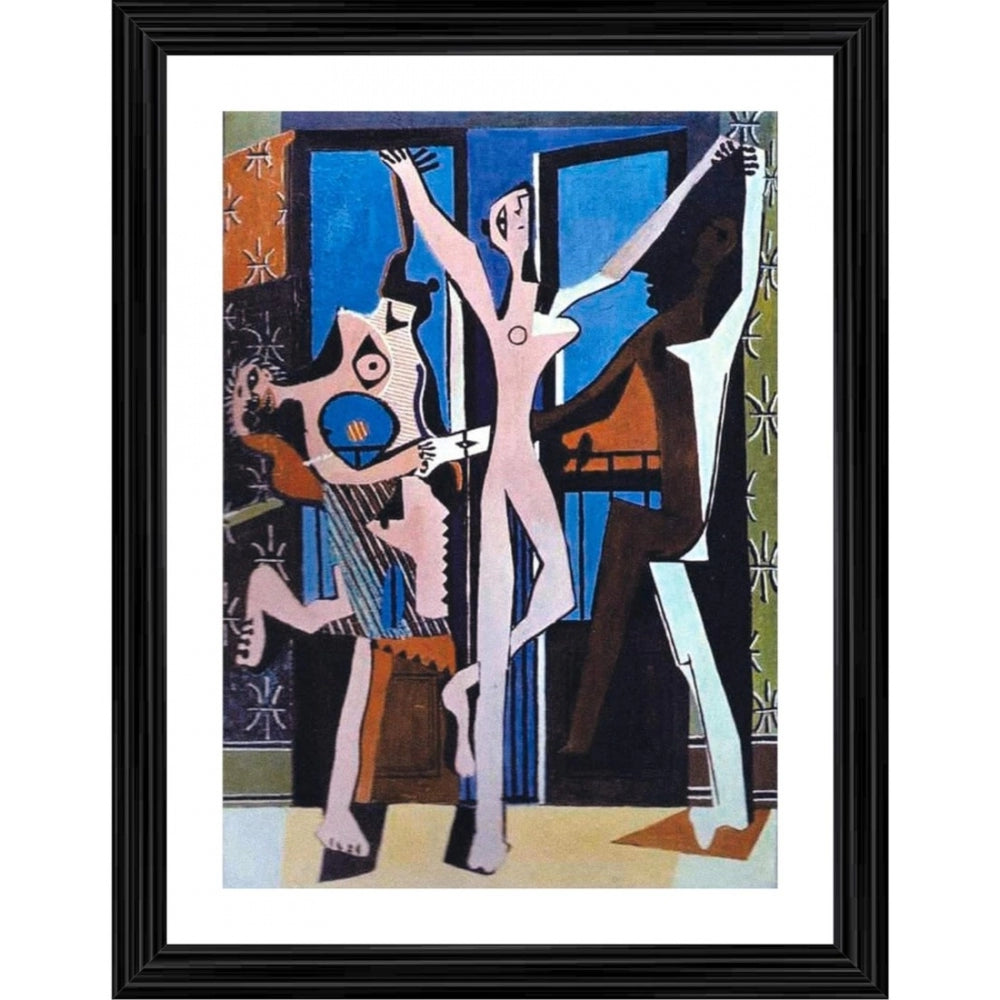 Amfyn Three Dancers 1925 Painting With Wood Photo Frame (Multicolor)