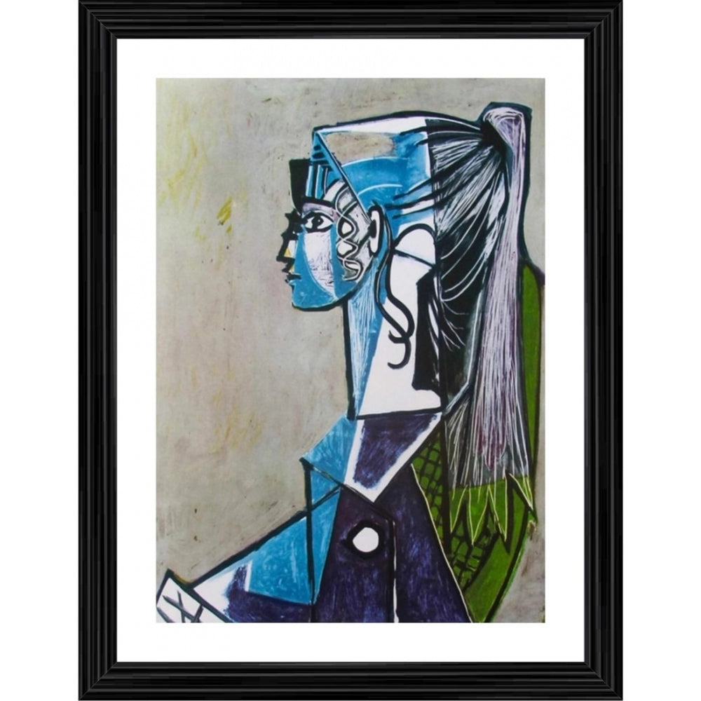 Amfyn Sylvette of Jacqueline 1954 Painting With Wood Photo Frame (Multicolor)