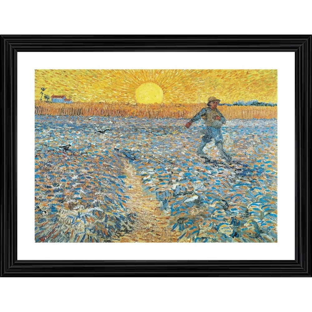 Amfyn The Sower 1889 Painting With Wood Photo Frame (Multicolor)