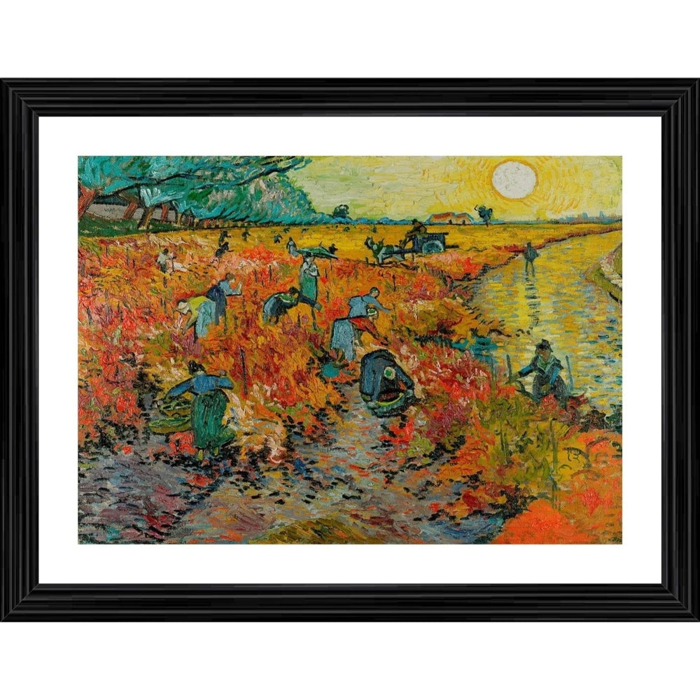Amfyn The Red Wineyard 1888 Painting With Wood Photo Frame (Multicolor)