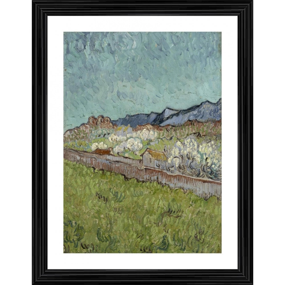 Amfyn View of the Alpilles 1890 Painting With Wood Photo Frame (Multicolor)