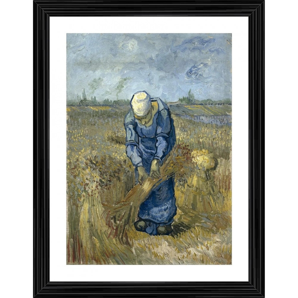 Amfyn Peasant Woman Bruising Flax 1889 Painting With Wood Photo Frame (Multicolor)