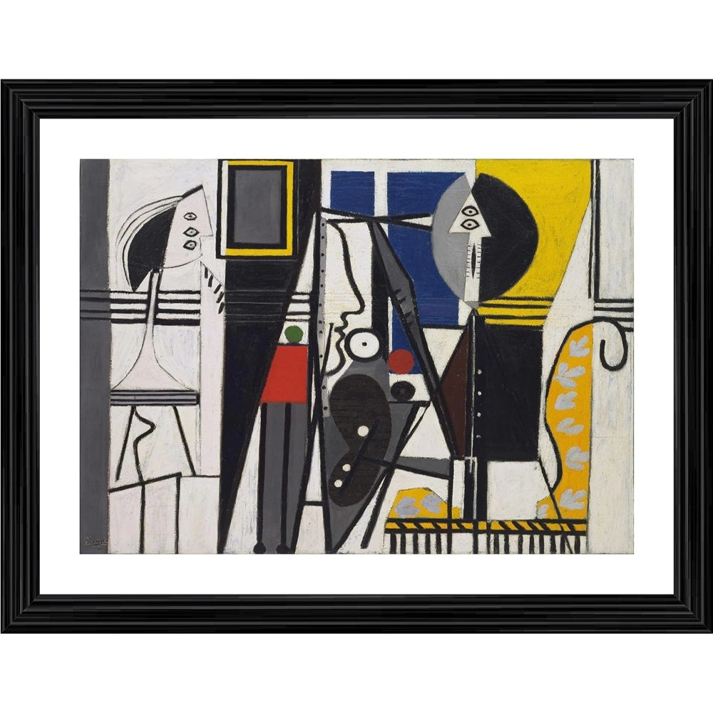 Fashion Painter and Model 1928 Painting With Wood Photo Frame (Multicolor)