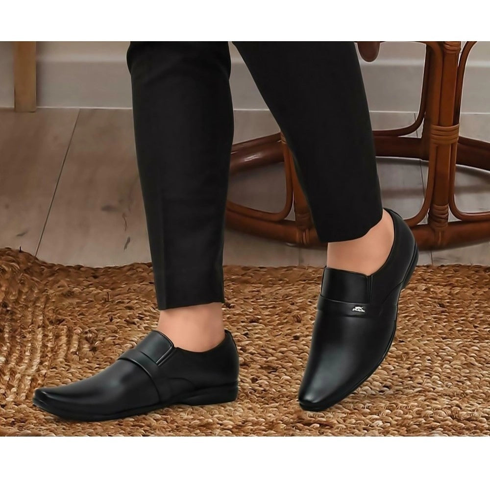 Amfyn Men's Faux Leather Formal Shoes (Black)