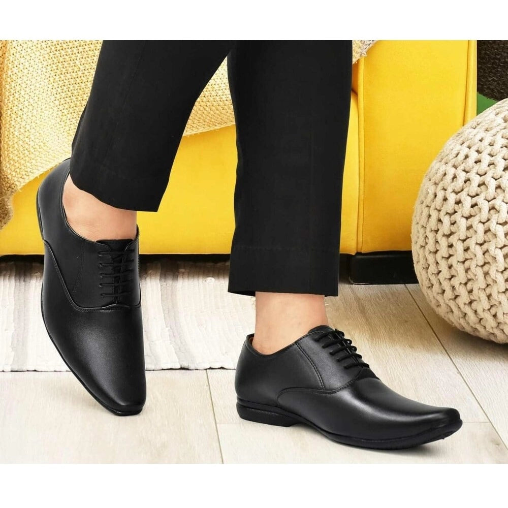 Amfyn Men's Faux Leather Formal Shoes (Black)