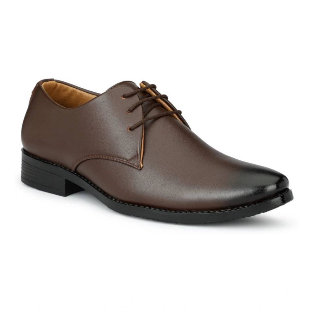 Amfyn Men's Faux Leather Formal Shoes (Brown)
