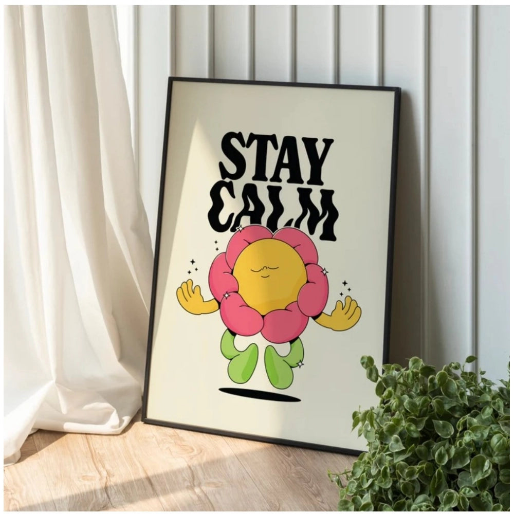 Amfyn Stay Calm Wall Frame (Black-Brown )