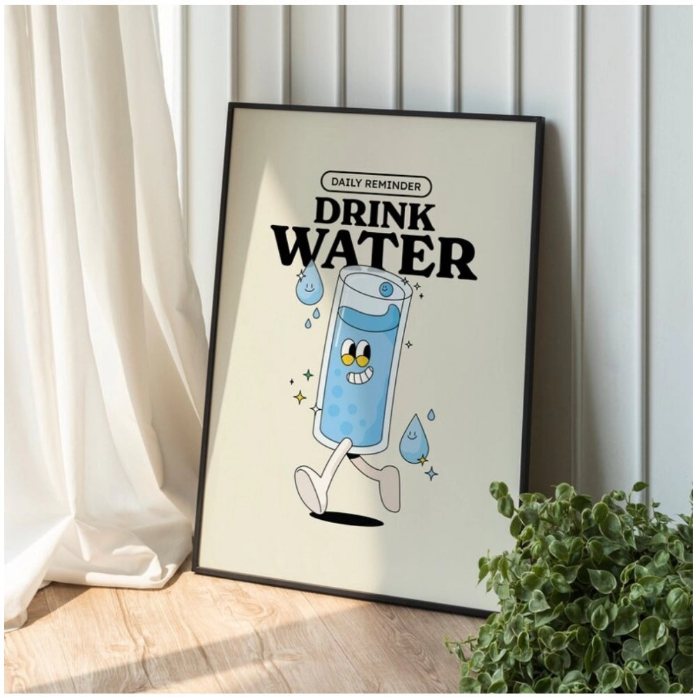 Amfyn Daily Reminder Drink Water Wall Frame (Black)