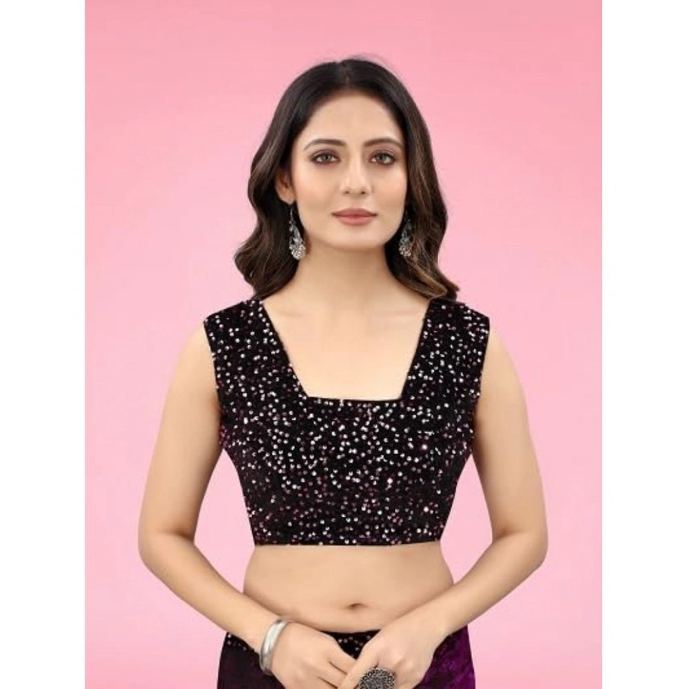 Amfyn Women's Lycra Floral Saree With Unstitched Blouse (Wine, 5.5 Mtr)