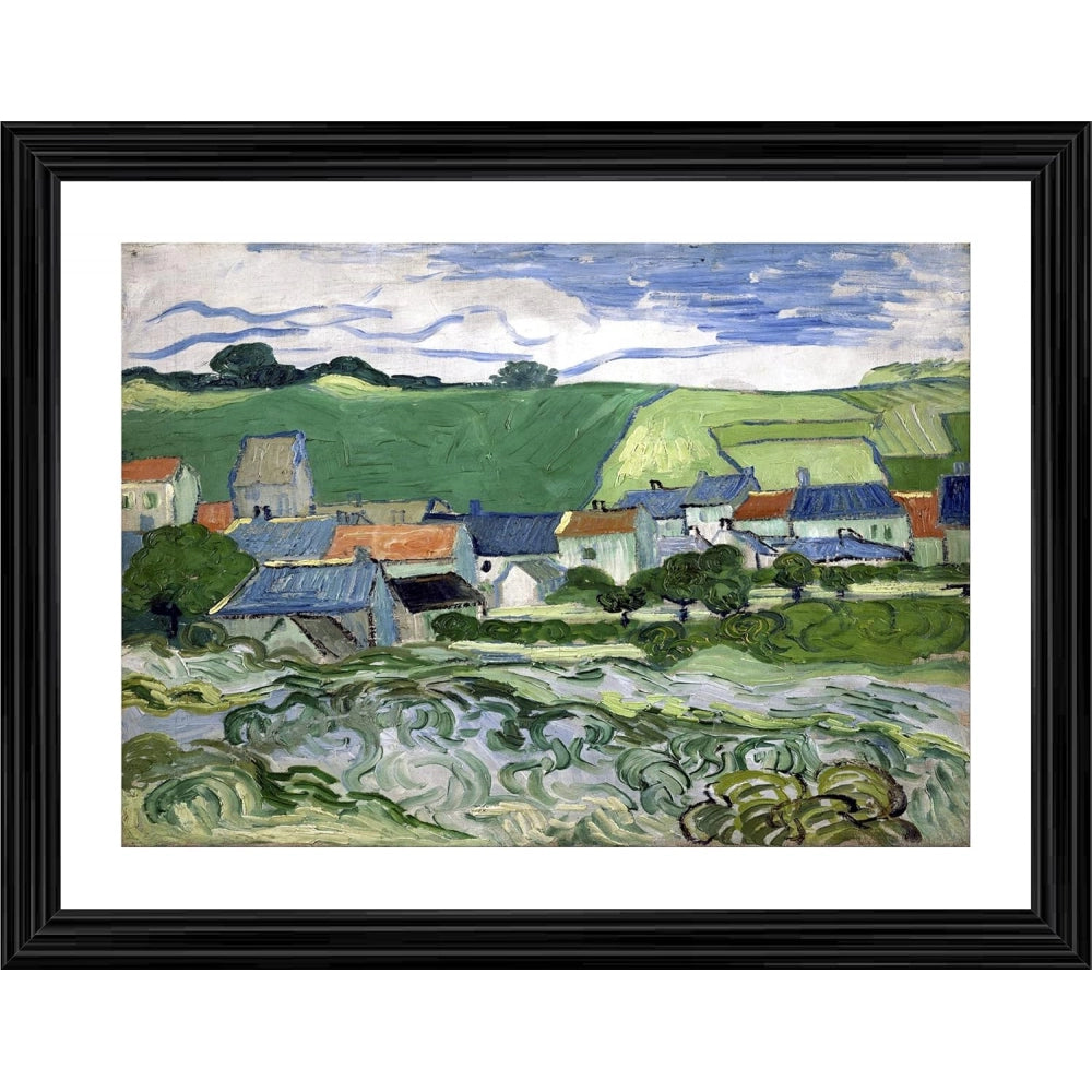 Amfyn View of Auvers 1890 Painting With Wood Photo Frame (Multicolor)