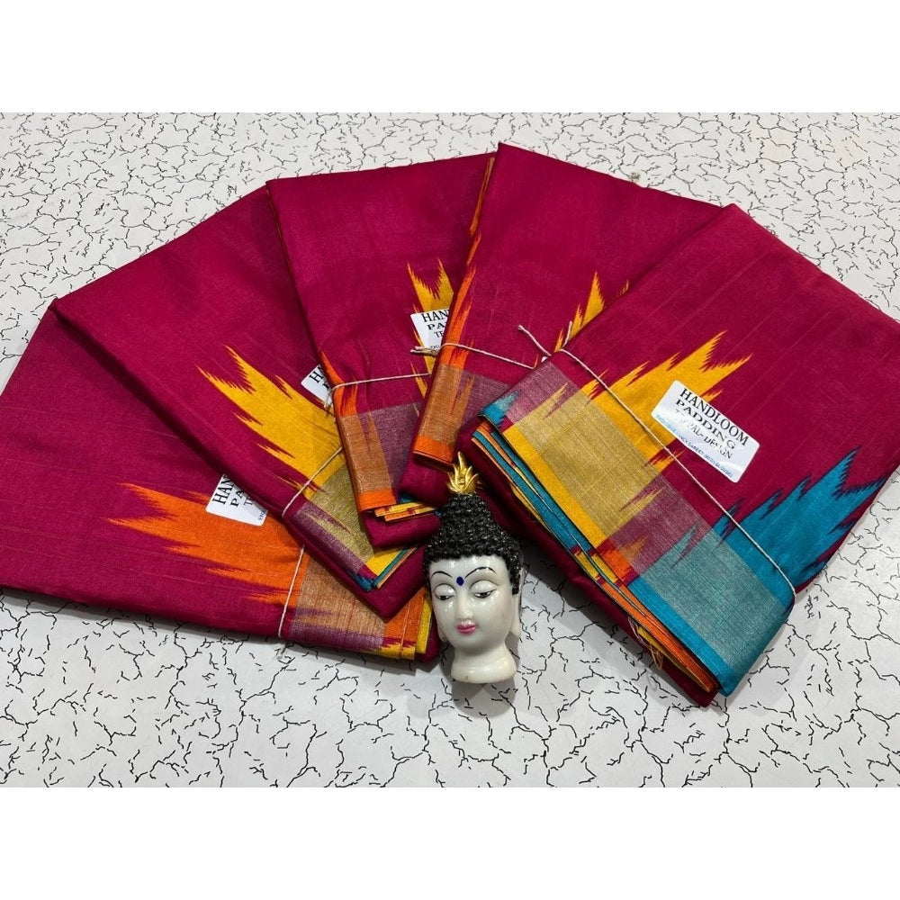 Amfyn Women's Tussar Silk Printed Saree With Unstitched Blouse (Red, 5-5 Mtrs)