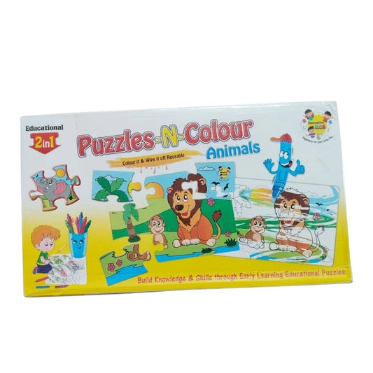 2 In 1 Puzzle & Colors Animal |   Cardboard  |   Educational Toys| 3+ Years