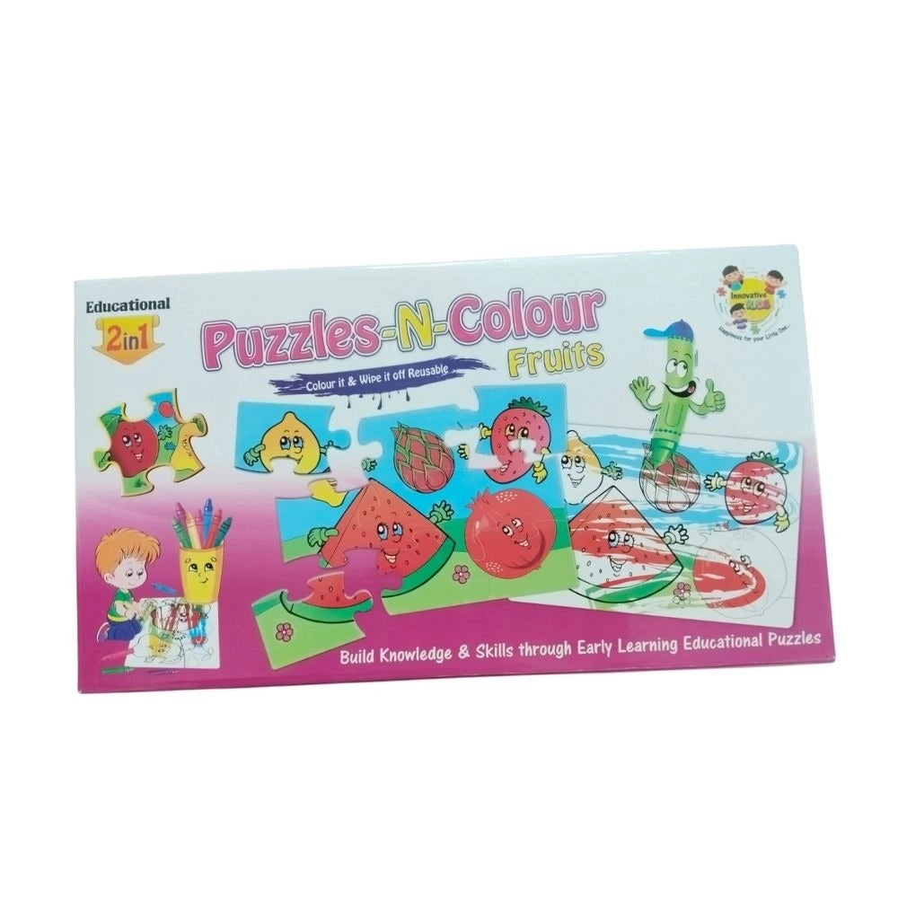2 In 1 Puzzle & ColorsFtruit | Cardboard | Educational Toys| 3+ Years