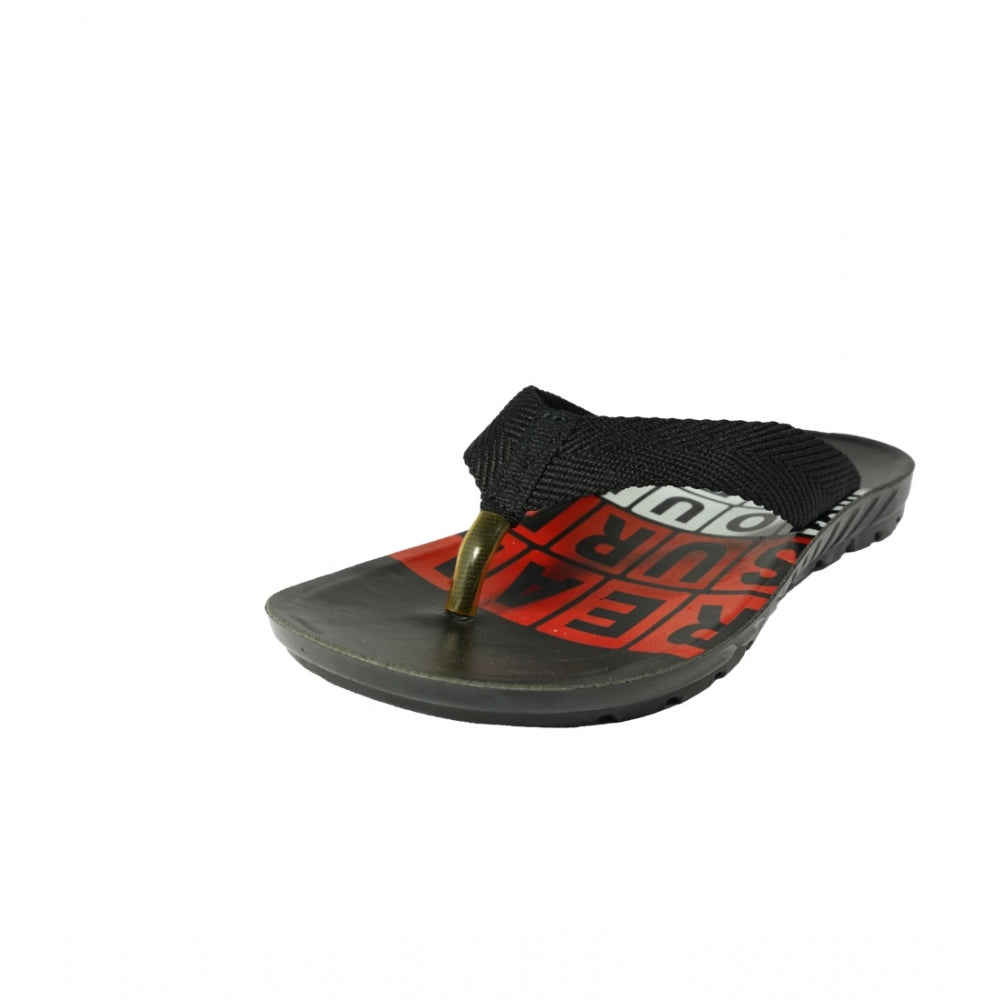 Amfyn Men's Polyurethane Printed Slip-on Slipper (Black)