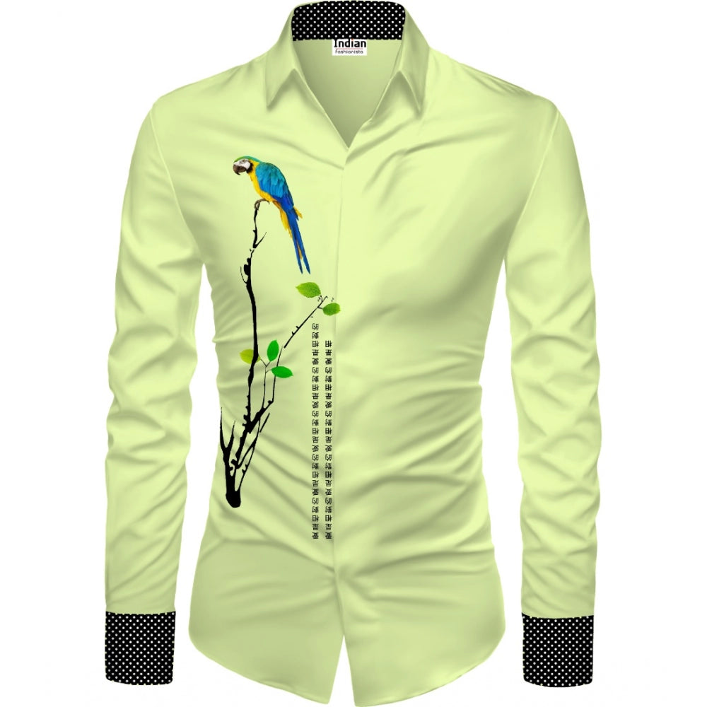 Amfyn Men's Casual Floral Printed Cotton Blend Unstitched Shirt Fabric 1.6 Mtrs (Green)