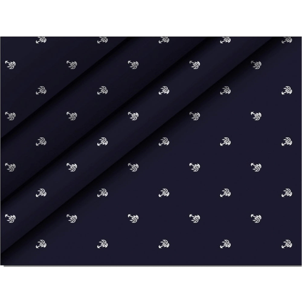 Amfyn Men's Casual Floral Printed Cotton Blend Unstitched Shirt Fabric 1.6 Mtrs (Dark Blue)