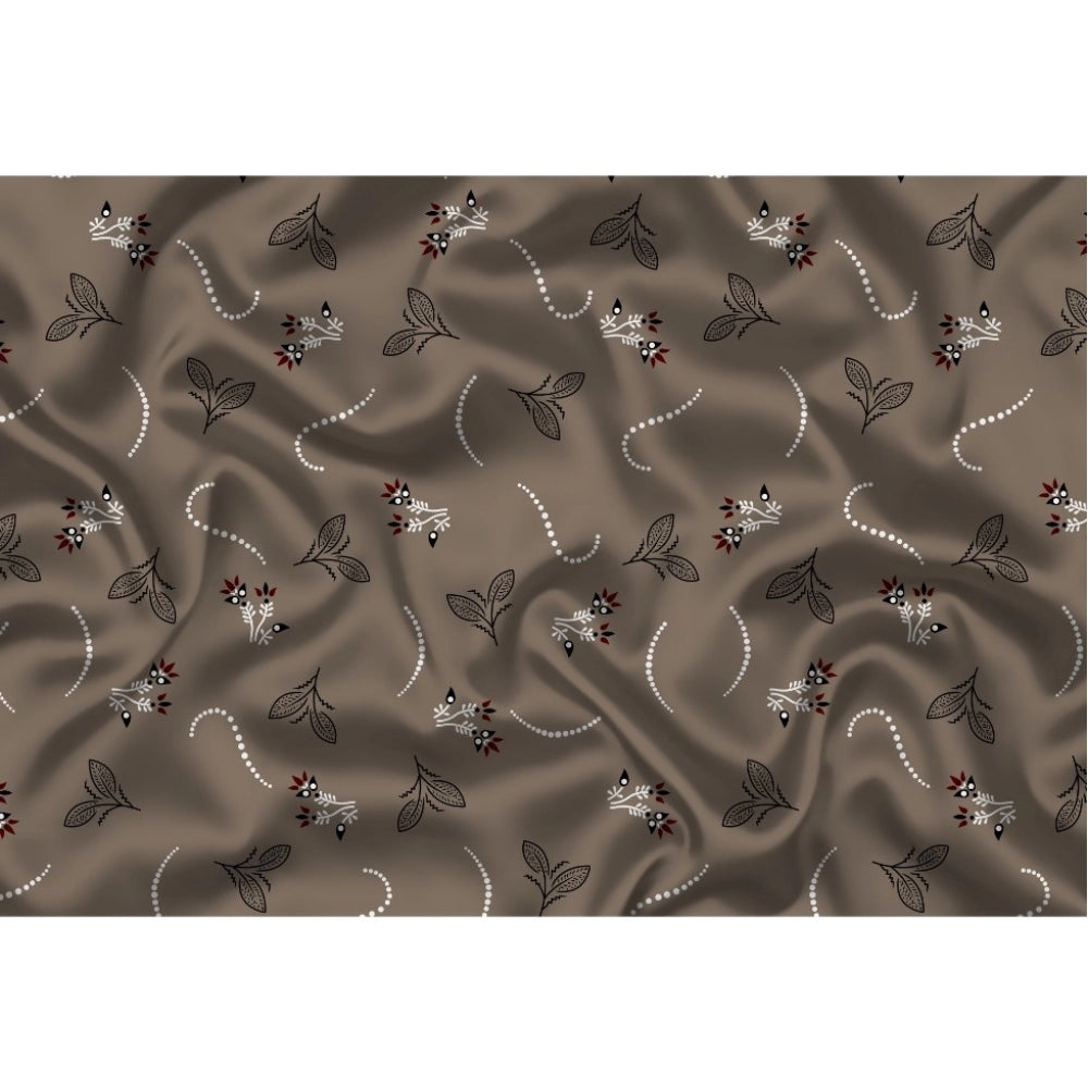 Amfyn Men's Casual Floral Printed Cotton Blend Unstitched Shirt Fabric 1.6 Mtrs (Brown)