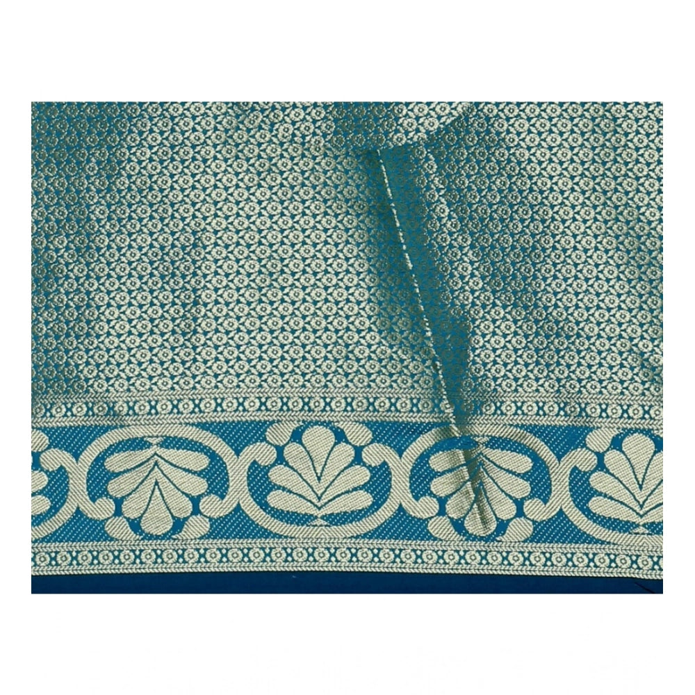 Amfyn Women's Jacquard Woven Saree With Unstitched Blouse 5.5Mtr (Dark Blue)
