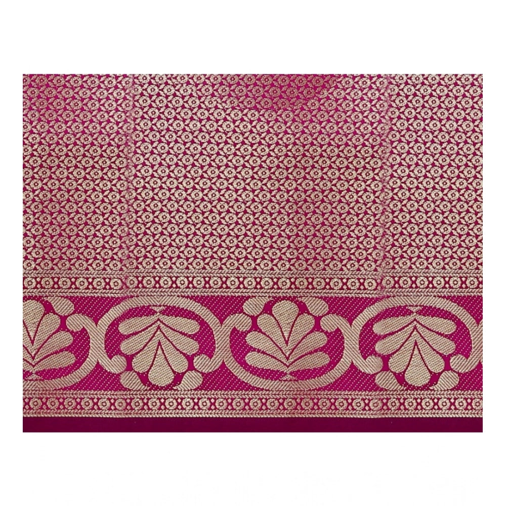 Amfyn Women's Jacquard Woven Saree With Unstitched Blouse 5.5Mtr (Blue)