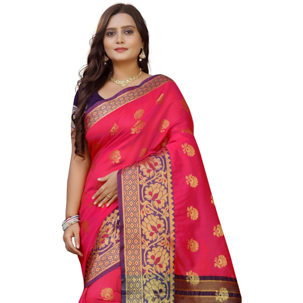 Amfyn Women's Silk Blend Woven Saree With Unstitched Blouse 5.5Mtr (Multicolor)