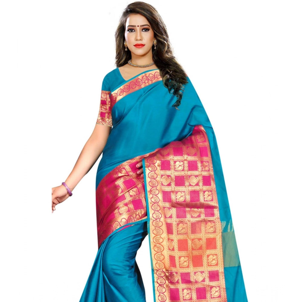 Amfyn Women's Jacquard Woven Saree With Unstitched Blouse 5.5Mtr (Multicolor)