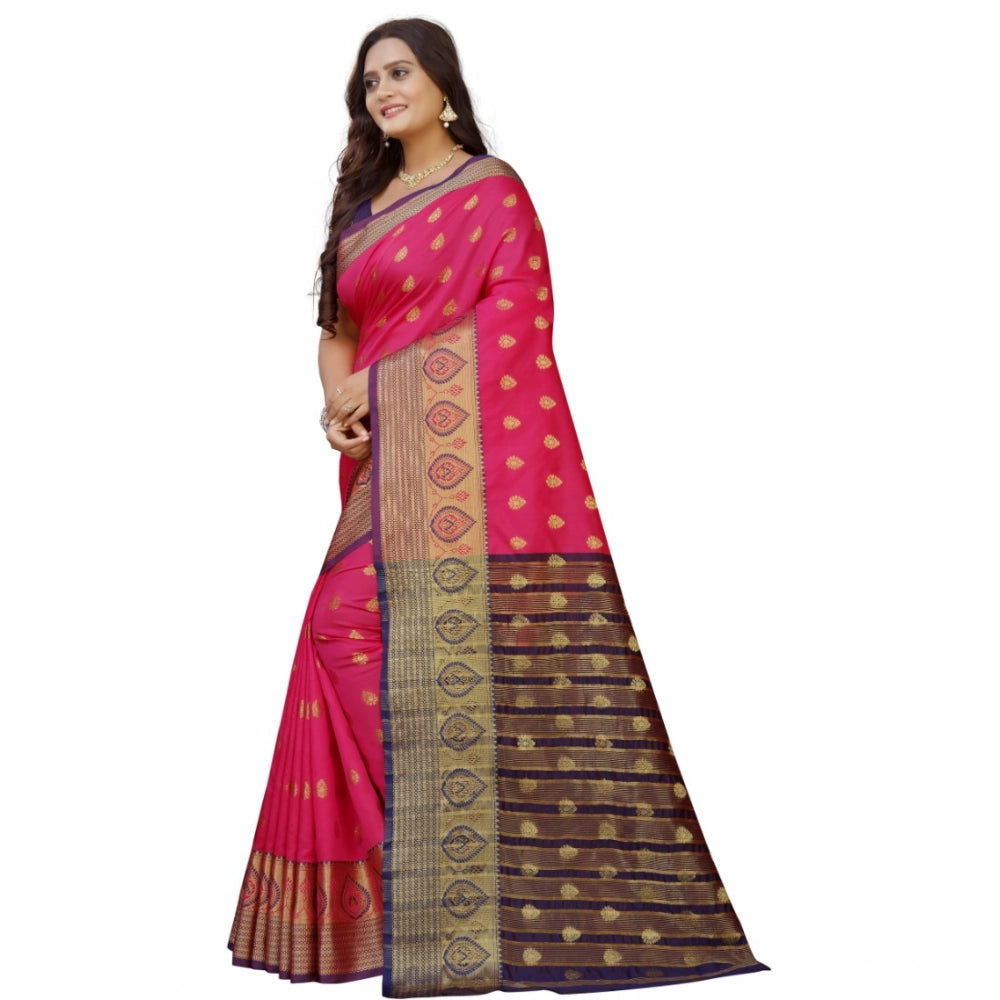 Amfyn Women's Silk Blend Woven Saree With Unstitched Blouse 5.5Mtr (Multicolor)