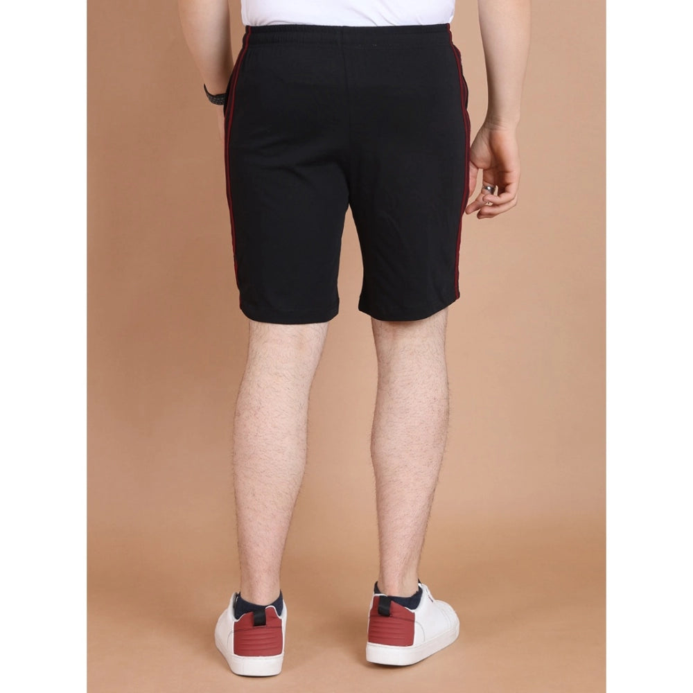 Amfyn Men's Casual Cotton Striped Above knee Shorts (Black)