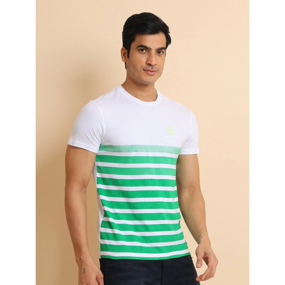 Amfyn Men's Casual Cotton Printed Round Neck Half Sleeve T-Shirt (Green)